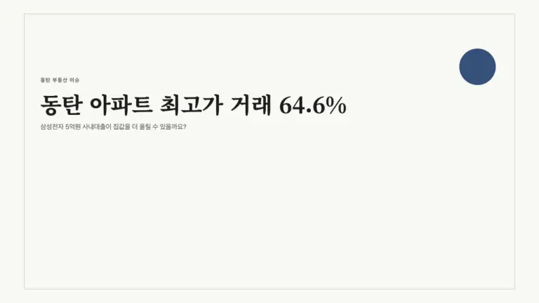 동탄 아파트 최고가 64.6% 삼성전자 5억 사내대출이 집값 더 올릴까 대표 이미지