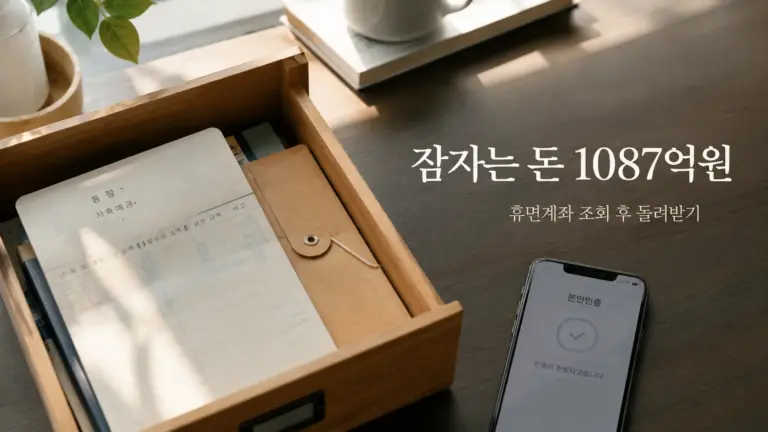 휴면계좌와 잠자는 돈 1087억원 조회를 설명하는 대표 이미지