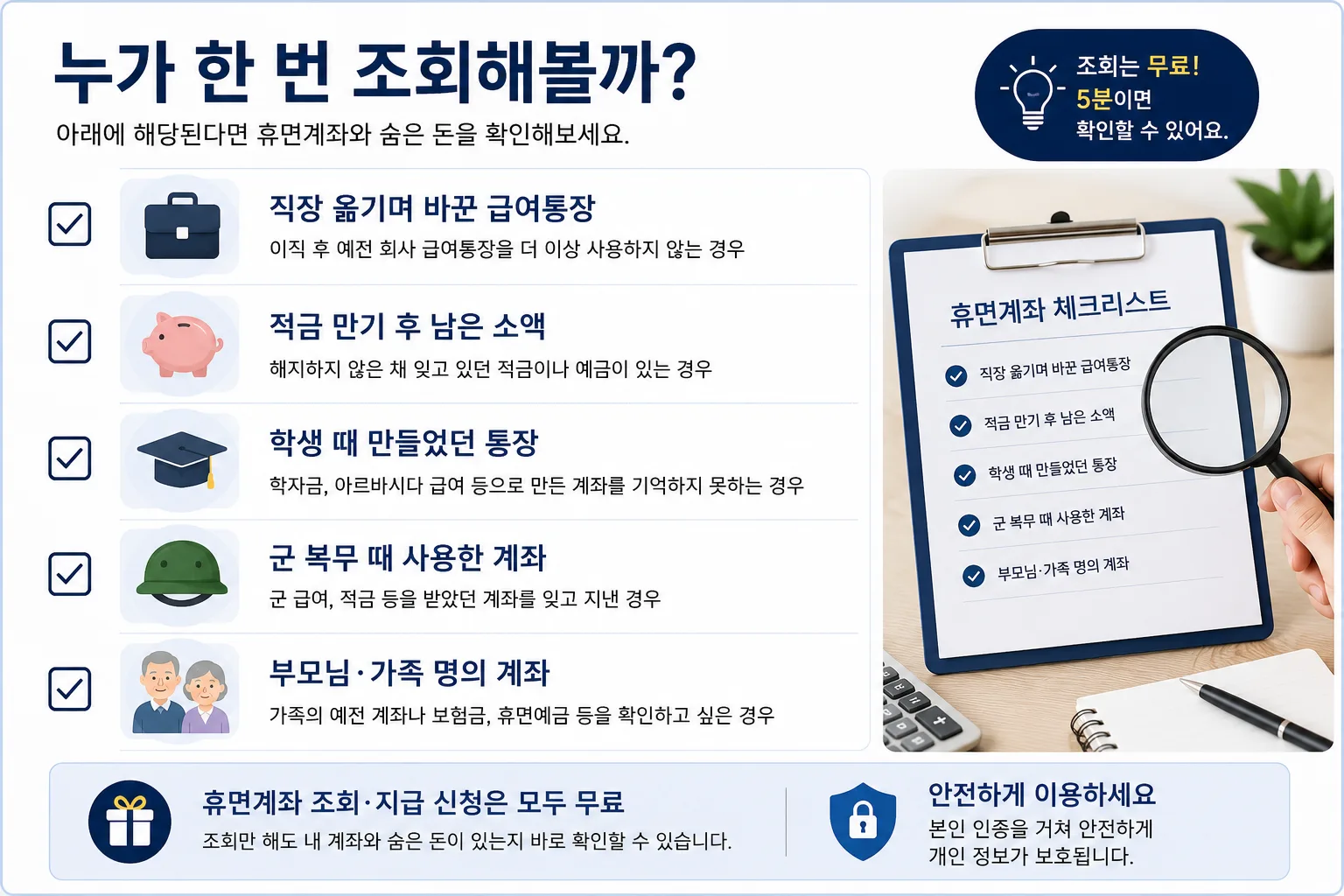 급여통장 적금 학생통장 군복무 계좌를 가진 사람이 휴면계좌를 확인할 이유 이미지