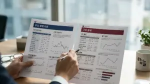취업자 수 통계와 임금근로 일자리 통계 두 자료를 비교하는 장면