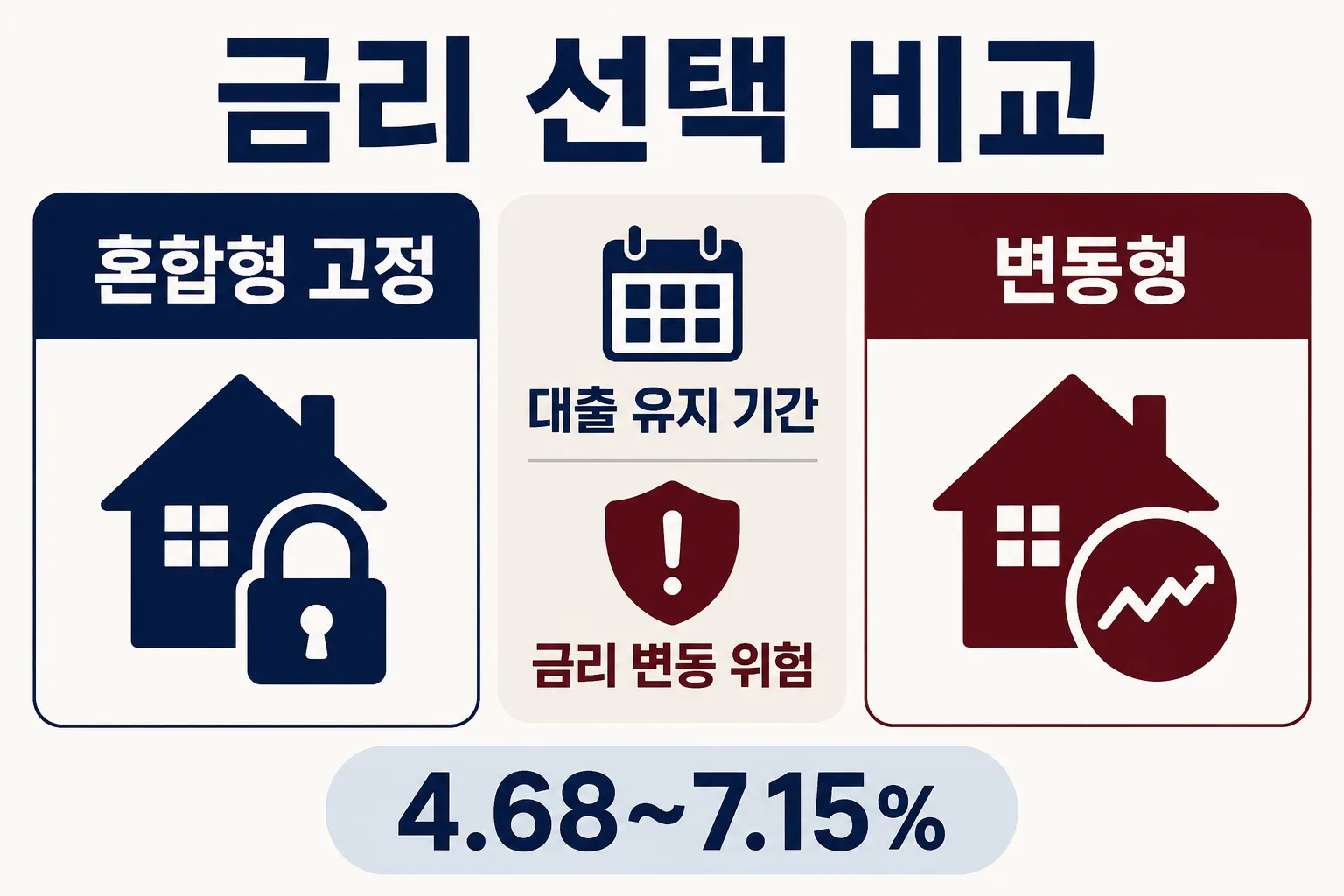 고정형 주담대와 변동형 주담대 선택 기준을 비교한 이미지