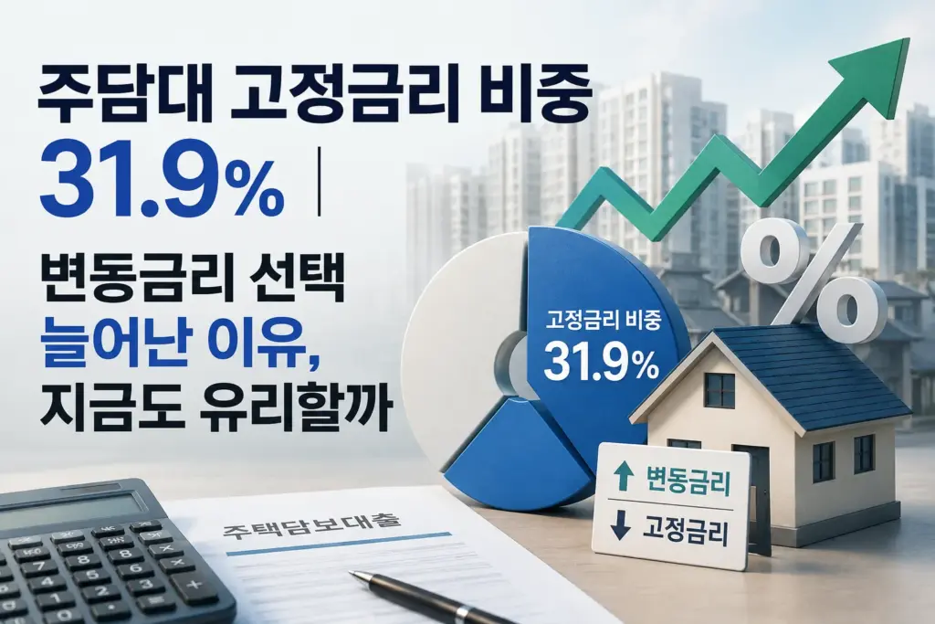 주담대 고정금리 비중 31.9% 변동금리 선택 늘어난 이유 지금도 유리할까 대표 이미지
