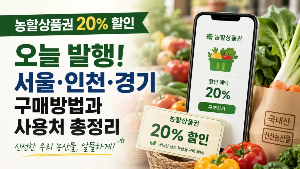 농할상품권 20% 할인 서울 인천 경기 구매방법과 사용처 총정리 대표 이미지