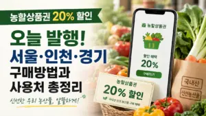 농할상품권 20% 할인 서울 인천 경기 구매방법과 사용처 총정리 대표 이미지