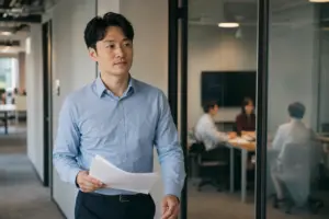 정부·금융권 회의 자료를 들고 이동하는 장면