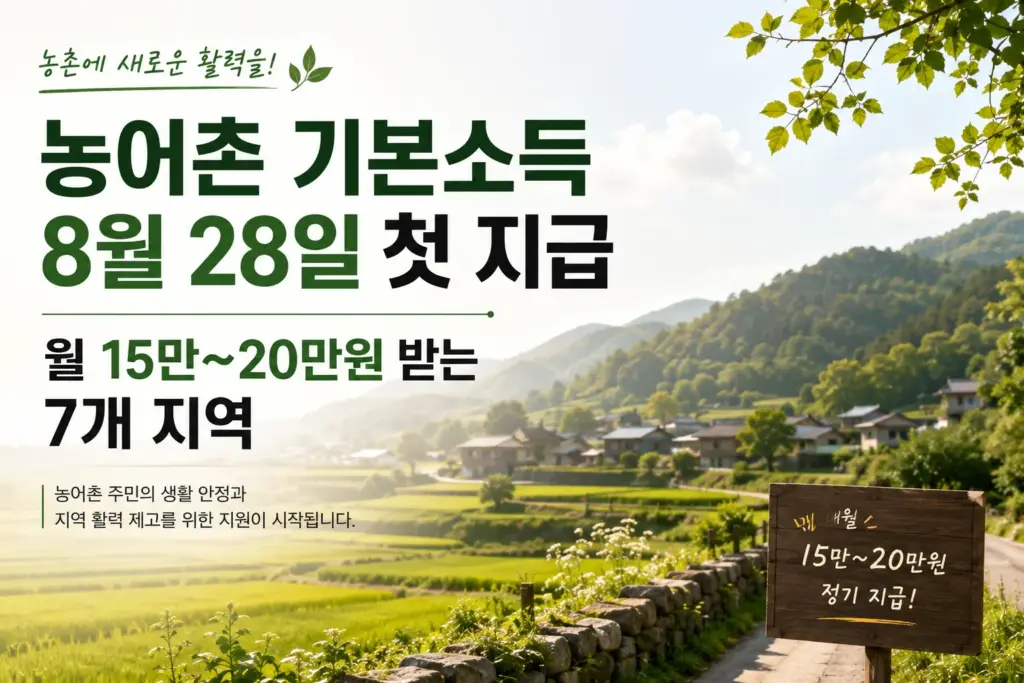 농어촌 기본소득 8월 28일 첫 지급 월 15만에서 20만원 받는 7개 지역 대표 이미지