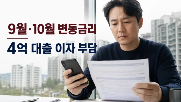 변동형 주담대 금리 상승과 4억원 대출 이자 부담을 설명하는 대표 이미지