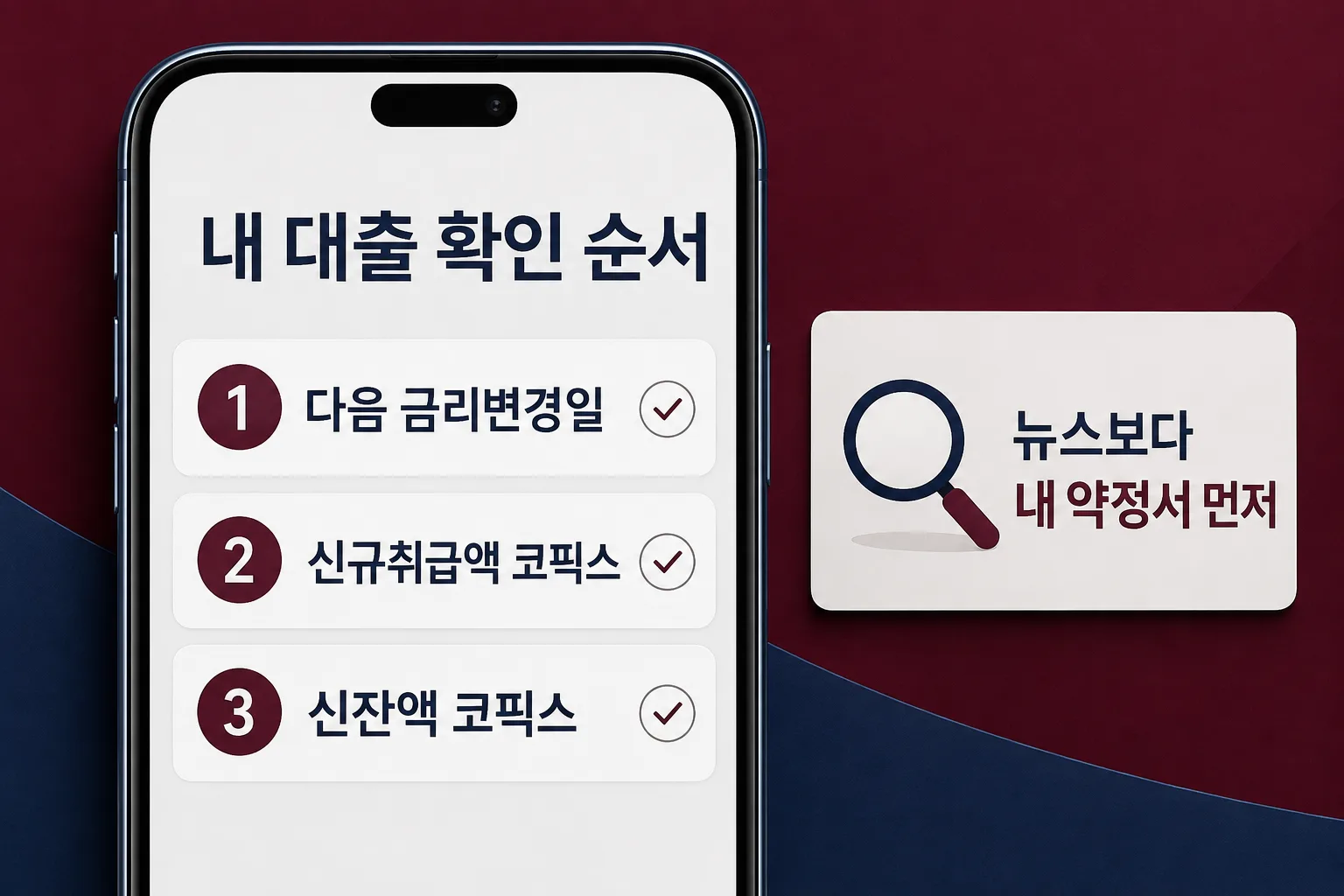 기존 대출자의 금리 변경일과 코픽스 종류를 확인해야 한다는 체크 이미지